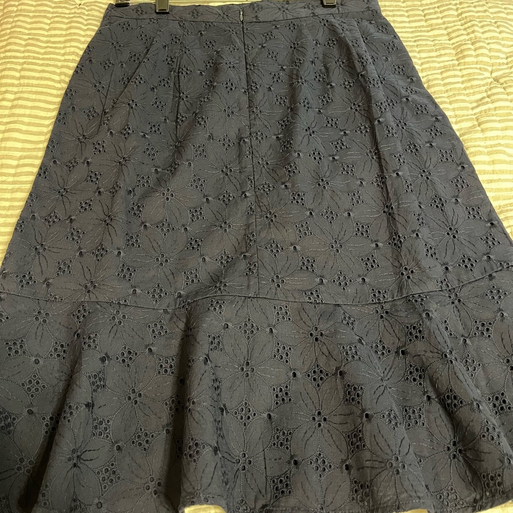 Loft, navy eyelet skirt